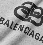 Balenciaga - Oversized Logo-Print Loopback Cotton-Jersey Hoodie - Gray