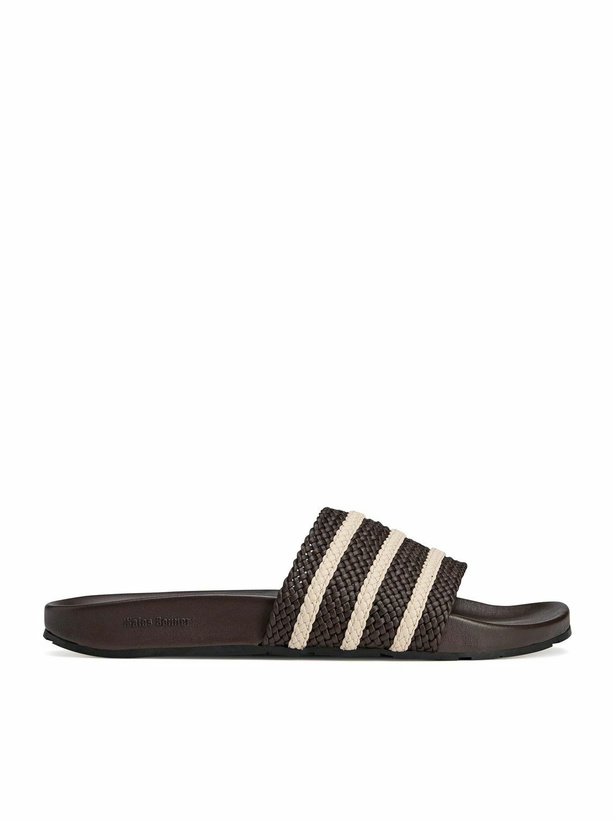 Photo: adidas Originals - Wales Bonner Adilette Striped Woven Leather Slides - Brown
