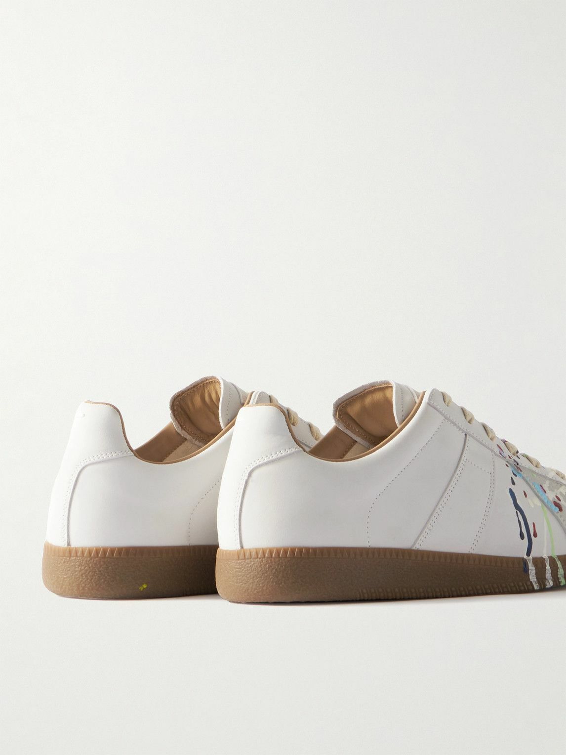 Maison Margiela - Paint-Splattered Suede-Trimmed Leather Maison Margiela - Paint-Splattered Suede-Trimmed Leather