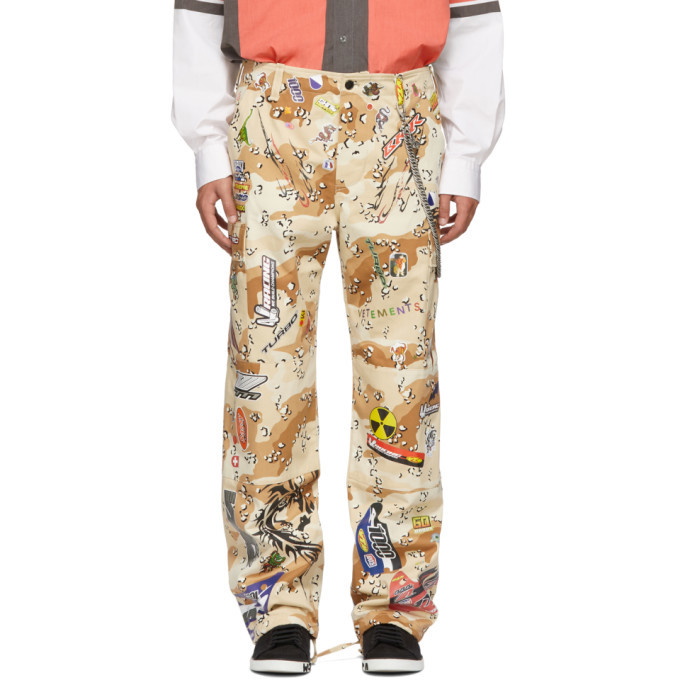 Photo: Vetements Beige Camo Sticker Cargo Pants