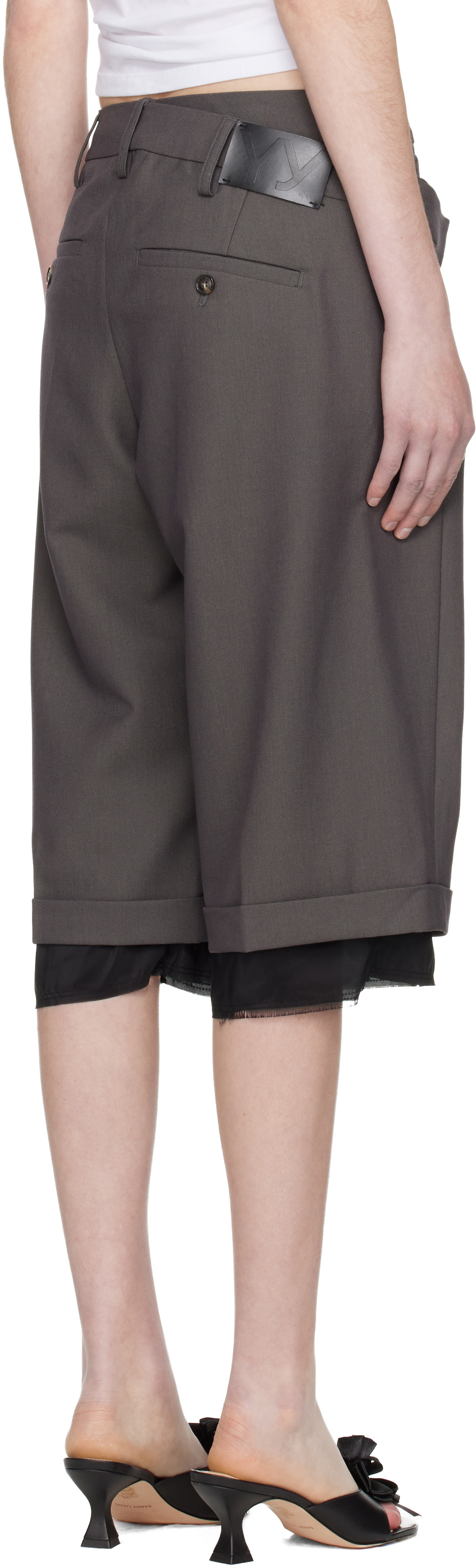 OPEN YY Gray Wrap Over Shorts