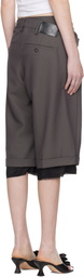 OPEN YY Gray Wrap Over Shorts