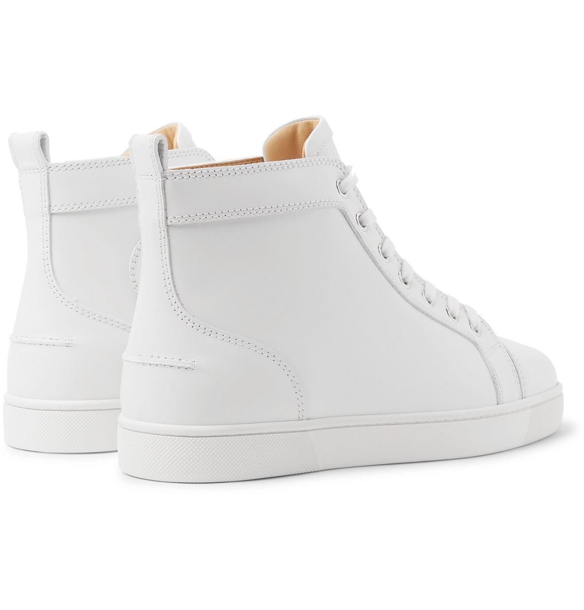 Christian Louboutin Louis Orlato Rubber-Trimmed Mesh and Full-Grain Leather High-Top Sneakers - Men - White Sneakers - EU 42.5