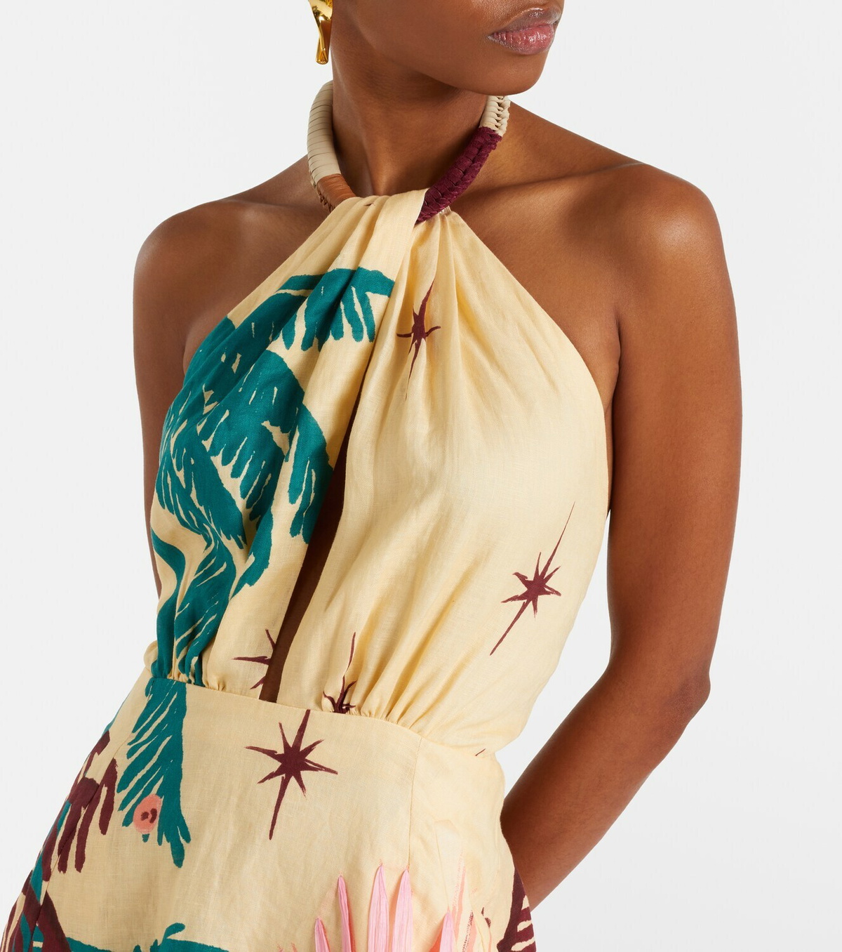 Johanna Ortiz Floral linen midi dress