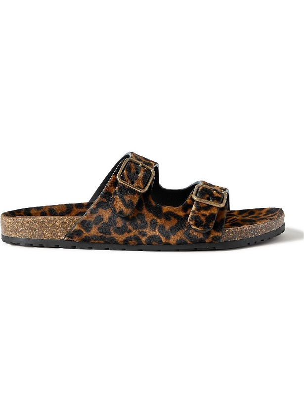 Photo: SAINT LAURENT - Leopard-Print Calf Hair Sandals - Brown