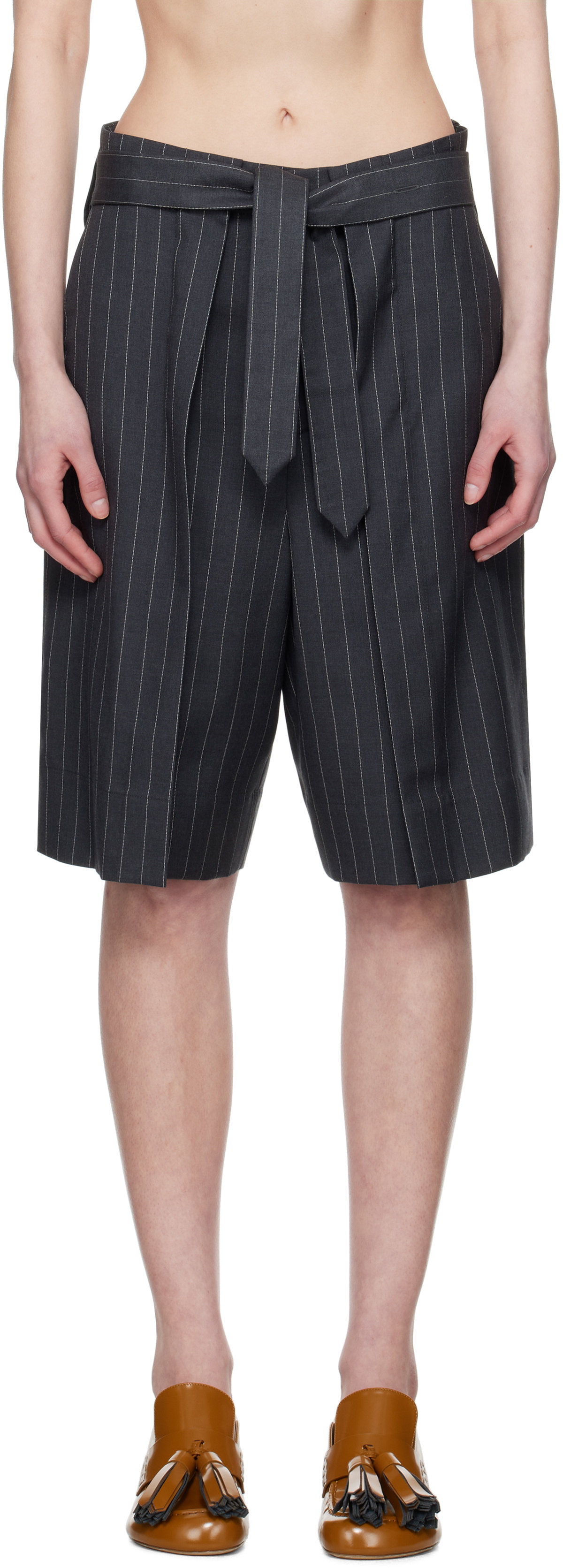 JW Anderson Gray Folded Front Pleat Shorts