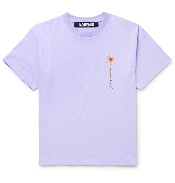 Photo: Jacquemus - Logo-Embroidered Printed Cotton-Jersey T-Shirt - Purple