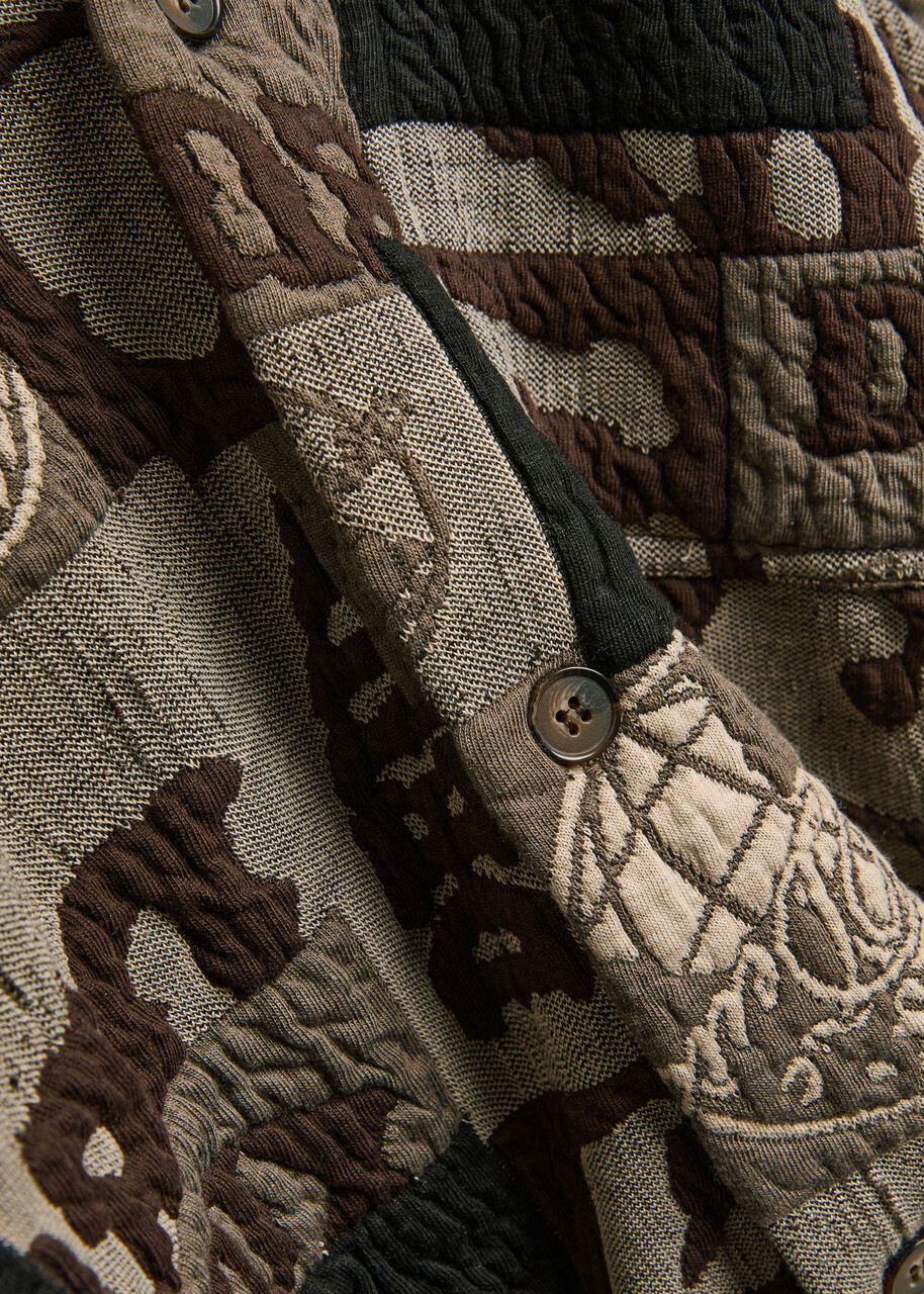 Les Deux Kaleb Patchwork-jacquard Woven Overshirt Black