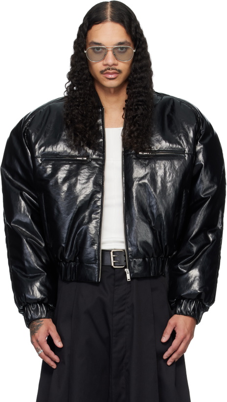 Photo: LU'U DAN Black Riot Faux-Leather Bomber Jacket