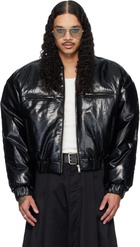 LU'U DAN Black Riot Faux-Leather Bomber Jacket