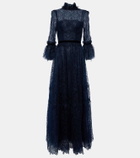 Costarellos Ruched lace gown
