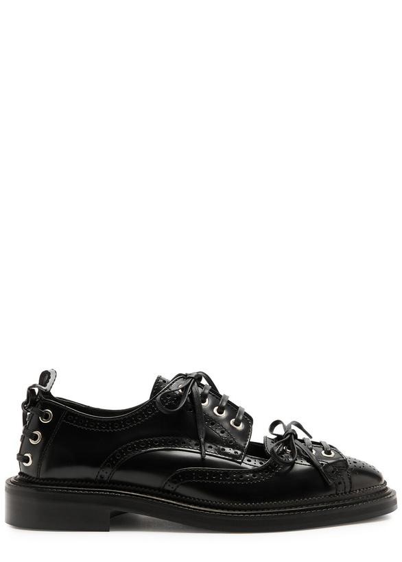 Photo: Simone Rocha Lace-up Glossed Leather Brogues Black