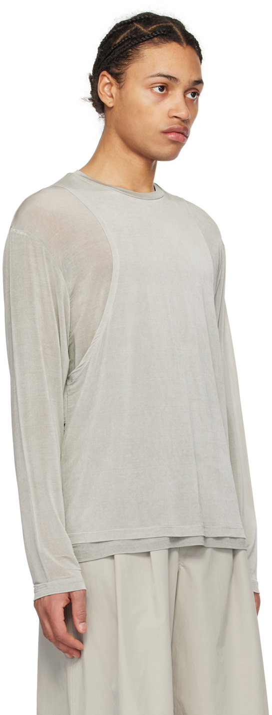 AMOMENTO Gray Oversized Long Sleeve T-Shirt