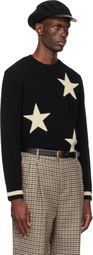 Valentino Black Crewneck Stars VLogo Sweater