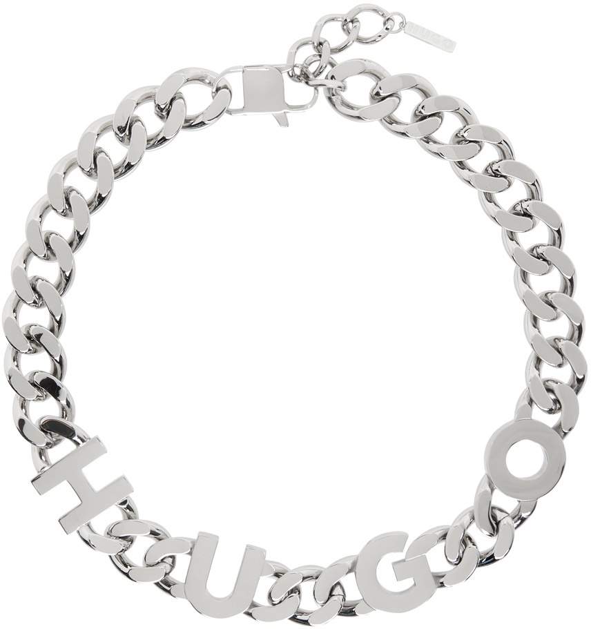 Hugo Silver Curb Chain Necklace Hugo Boss