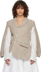 Comme des Garçons Beige Linen Super Heavy Canvas & Cotton Lace Blazer
