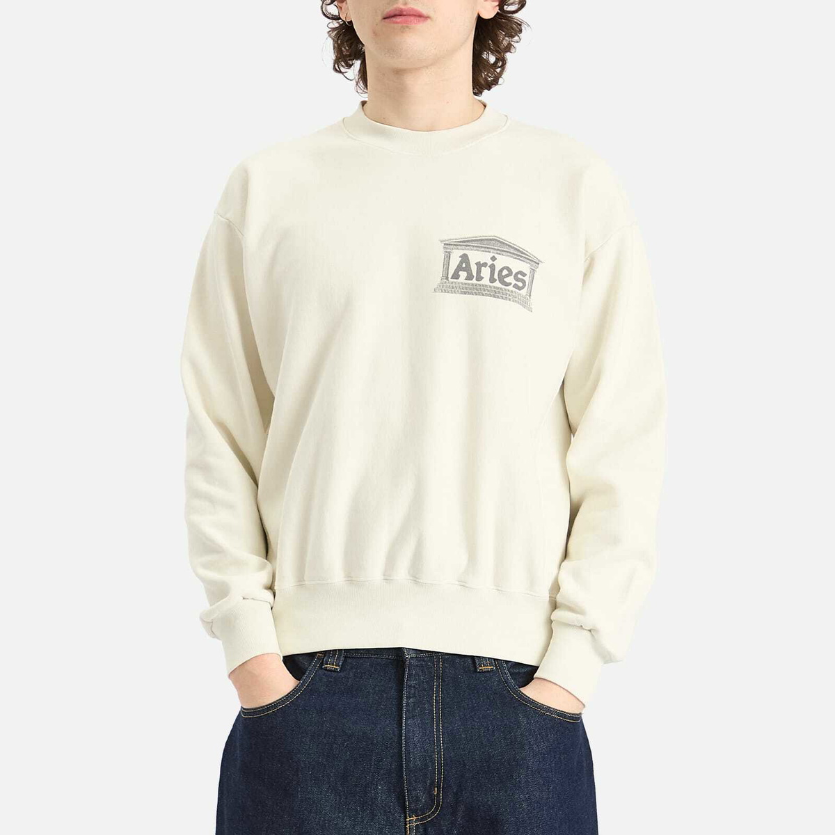 Aries Men's Premium Aged Temple Sweatshirt in Off White