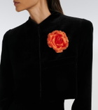 Khaite Samo floral-appliqué cropped velvet jacket