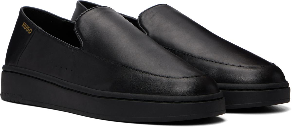 Hugo Black Logo Stamp Loafers