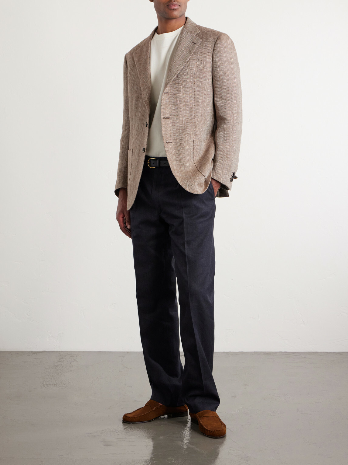 J. Mueser - Herrinbone Linen Blazer - Brown