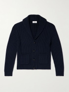 Mr P. - Shawl-Collar Ribbed Cotton and Cashmere-Blend Cardigan - Blue