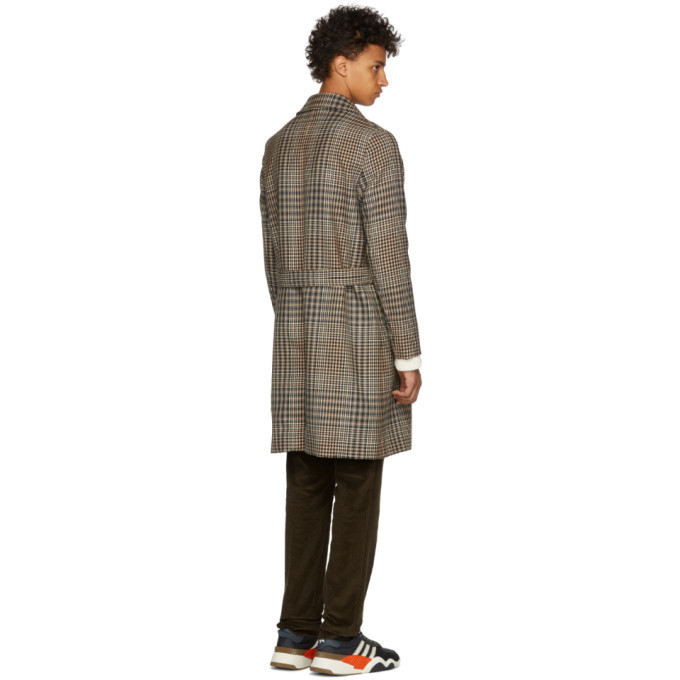 AMI Alexandre Mattiussi Black and Beige Houndstooth Check Belted