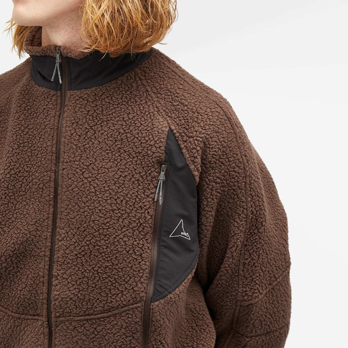 ROA Men's Polartec Zip Fleece Jacket in Dark Brown/Black ROA