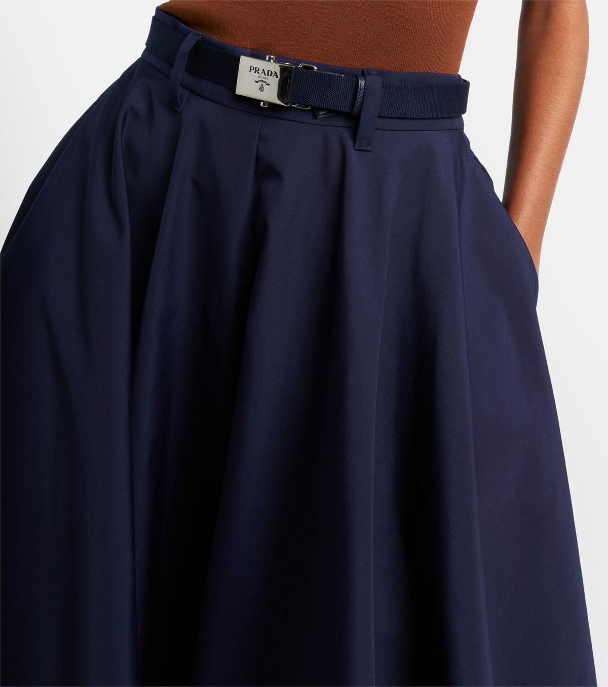 Prada Belted poplin midi skirt