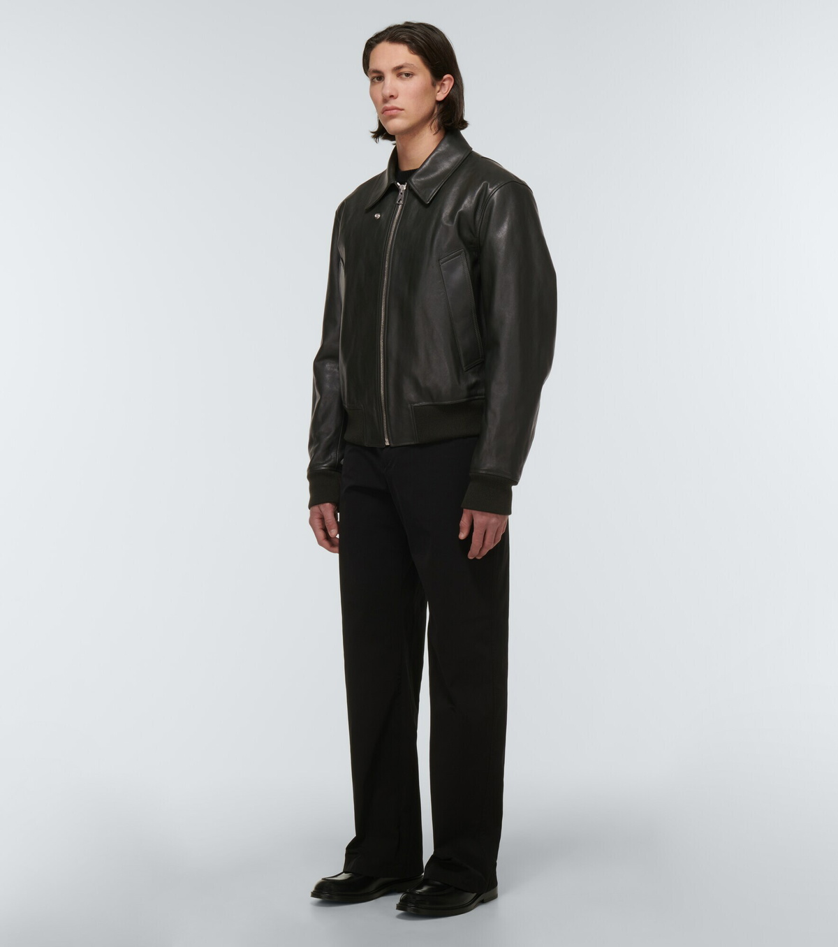 ジャケット BOTTEGA VENETA JACKET (820067V0B30 1000) Bottega Veneta Leather Jacket, Size 44 IT