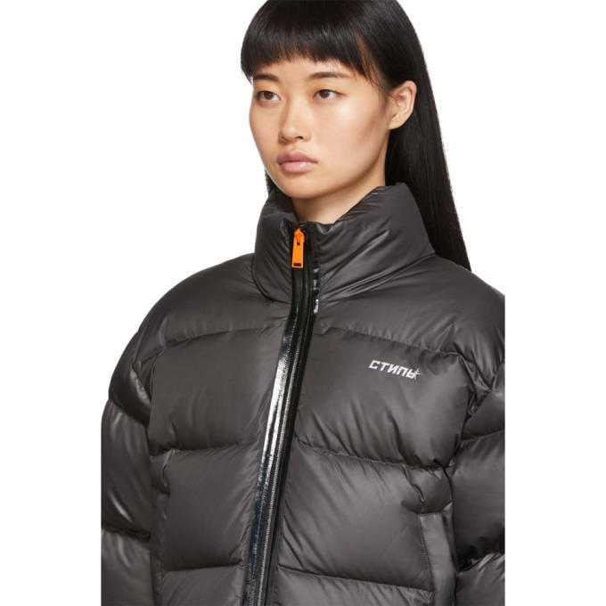 Heron Preston Grey Down Cropped Puffer Jacket Heron Preston