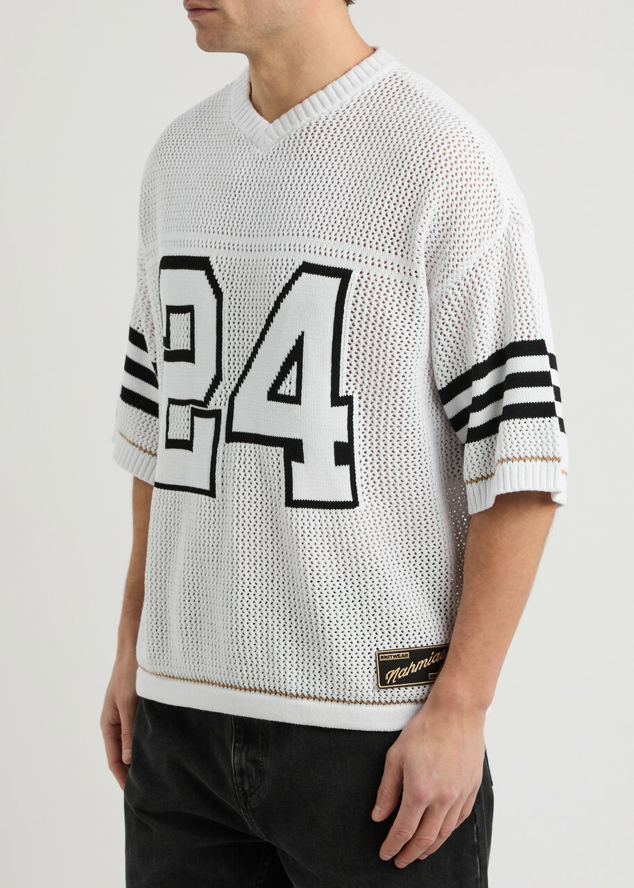 Nahmias Football Open-knit Cotton T-shirt White