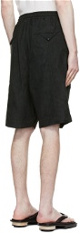 Sasquatchfabrix. Black Faux-Suede Shorts
