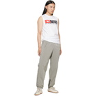 Diesel White Chest Logo Print Tank Top