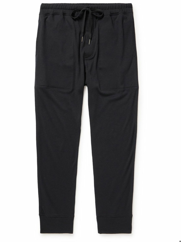Photo: TOM FORD - Tapered Cotton-Blend Jersey Sweatpants - Blue