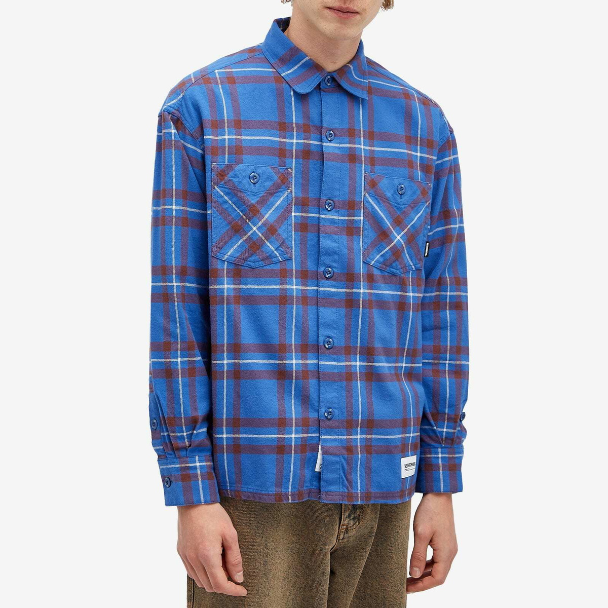 トップス NEIGHBORHOOD TARTAN CHECK SHIRT BLUE M Neighborhood Men's Tartan Check Shirt in Blue Neighborhood