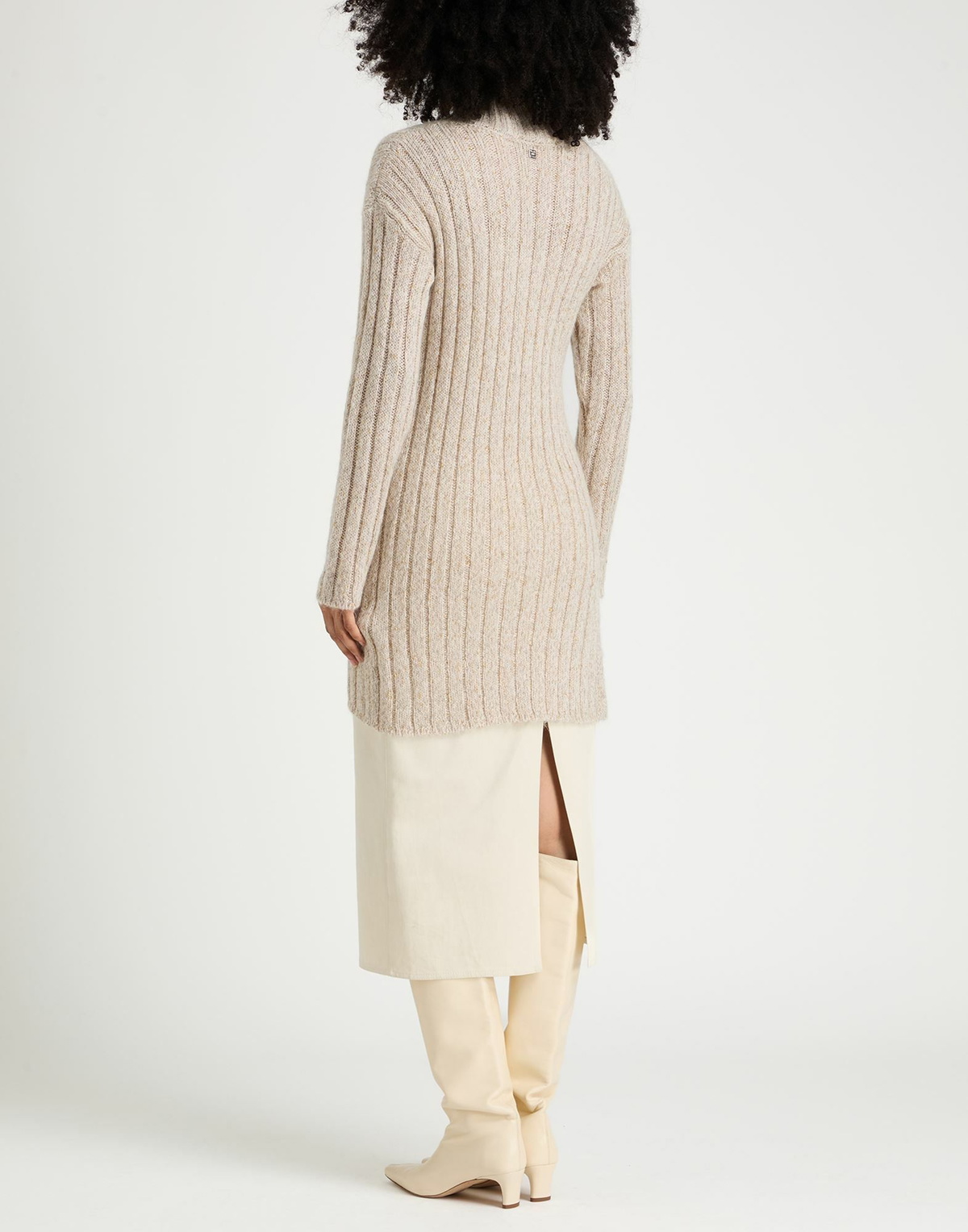 Manila Grace Womens Turtleneck in Beige