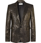 SAINT LAURENT - Slim-Fit Metallic Woven Blazer - Gold