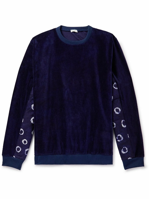 Photo: Post-Imperial - Shell-Trimmed Cotton-Velvet Sweatshirt - Blue