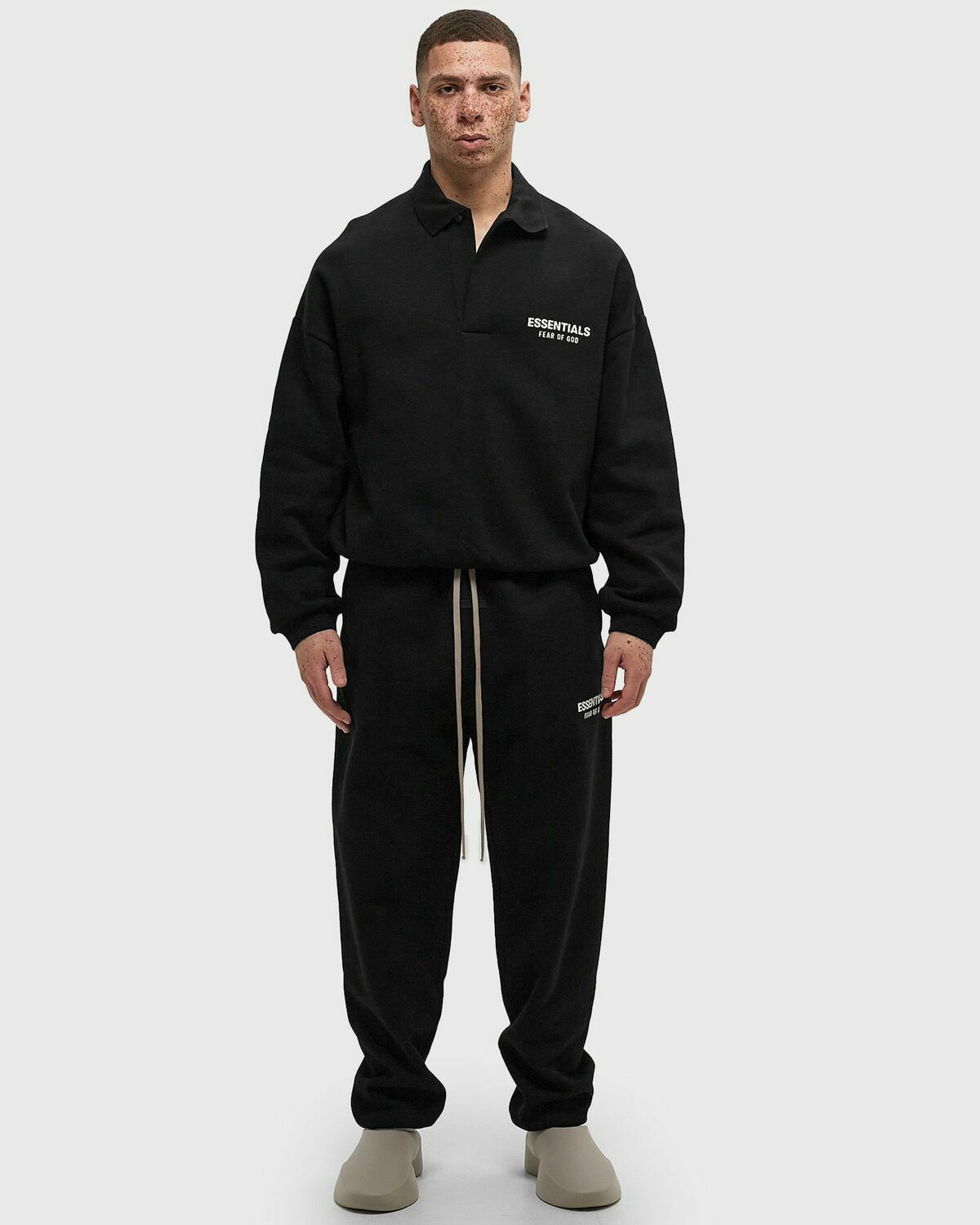 Fear Of God Essentials Fleece Polo Black Fear Of God Essentials