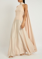 Solace London Cece Draped Satin and Crepe Maxi Dress Cream
