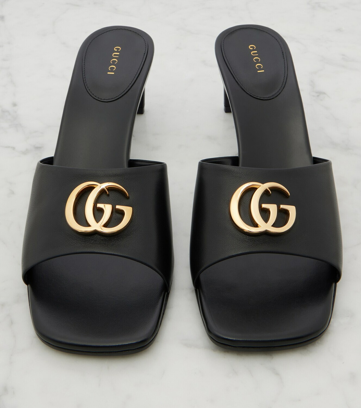 Gucci Double G leather mules