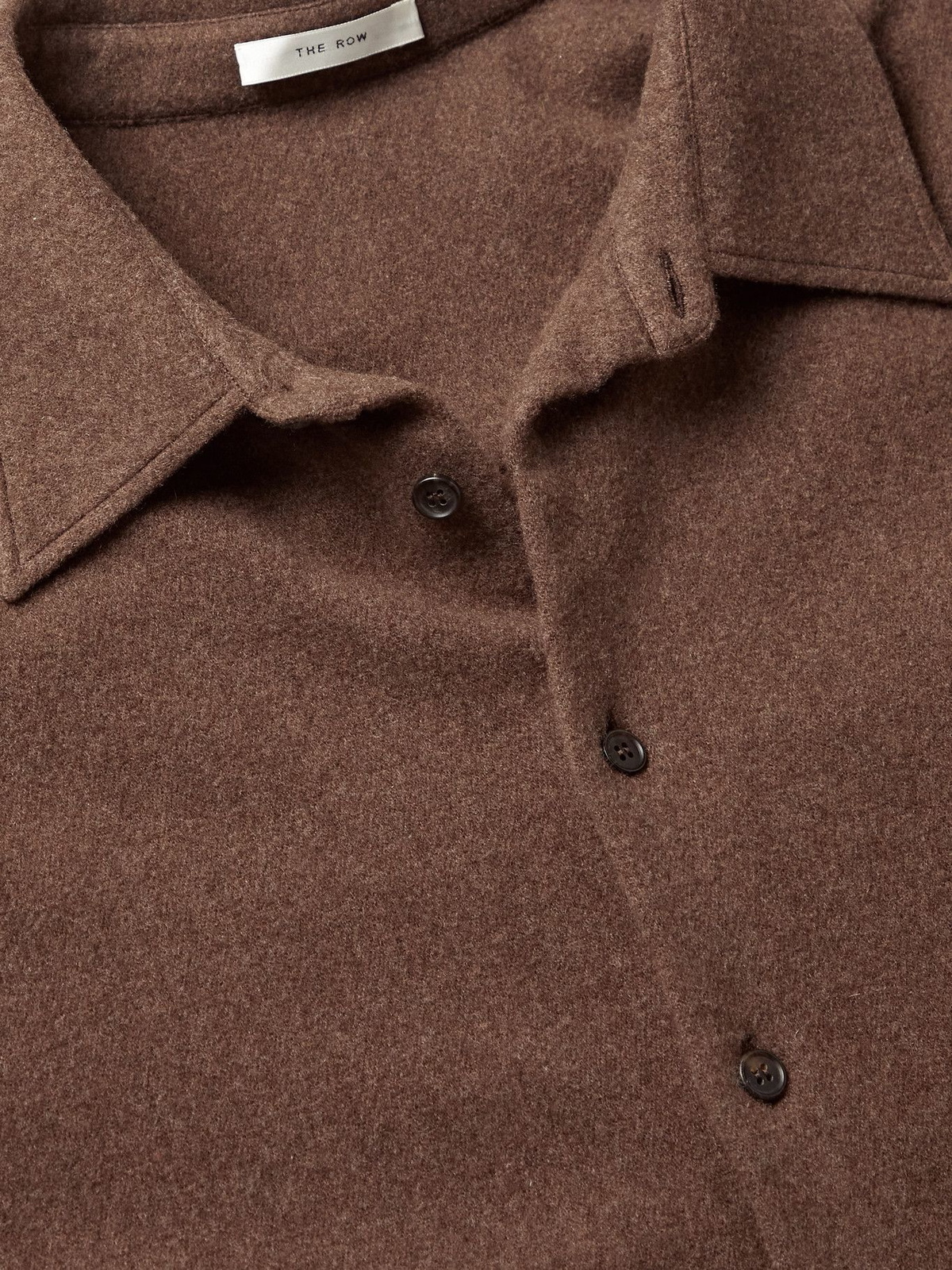 The Row Lukrecio Stretch Cashmere Blend Flannel Shirt Brown