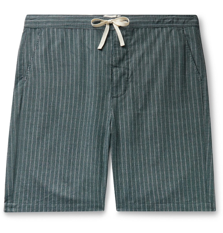 Photo: Oliver Spencer Loungewear - Townsend Striped Organic Cotton Pyjama Shorts - Green