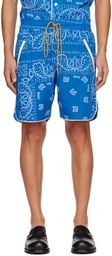 Rhude Blue Bandana Track Shorts