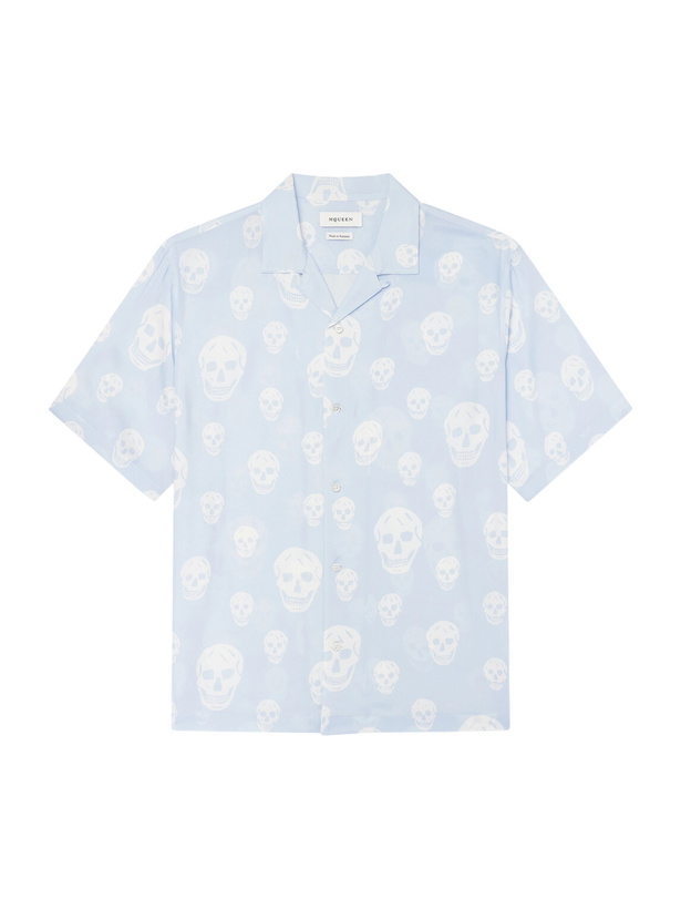 Photo: McQueen - Printed Crepe de Chine Shirt - Blue