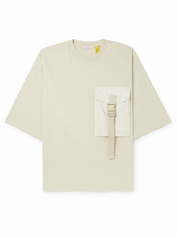 Photo: Moncler Genius - JW Anderson Embellished Cotton-Jersey T-Shirt - Neutrals