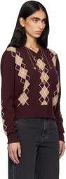 Chloé Burgundy Argyle Knit Wool Sweater