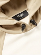 Fendi - Colour-Block Logo-Jacquard Loopback Jersey Hoodie - Neutrals