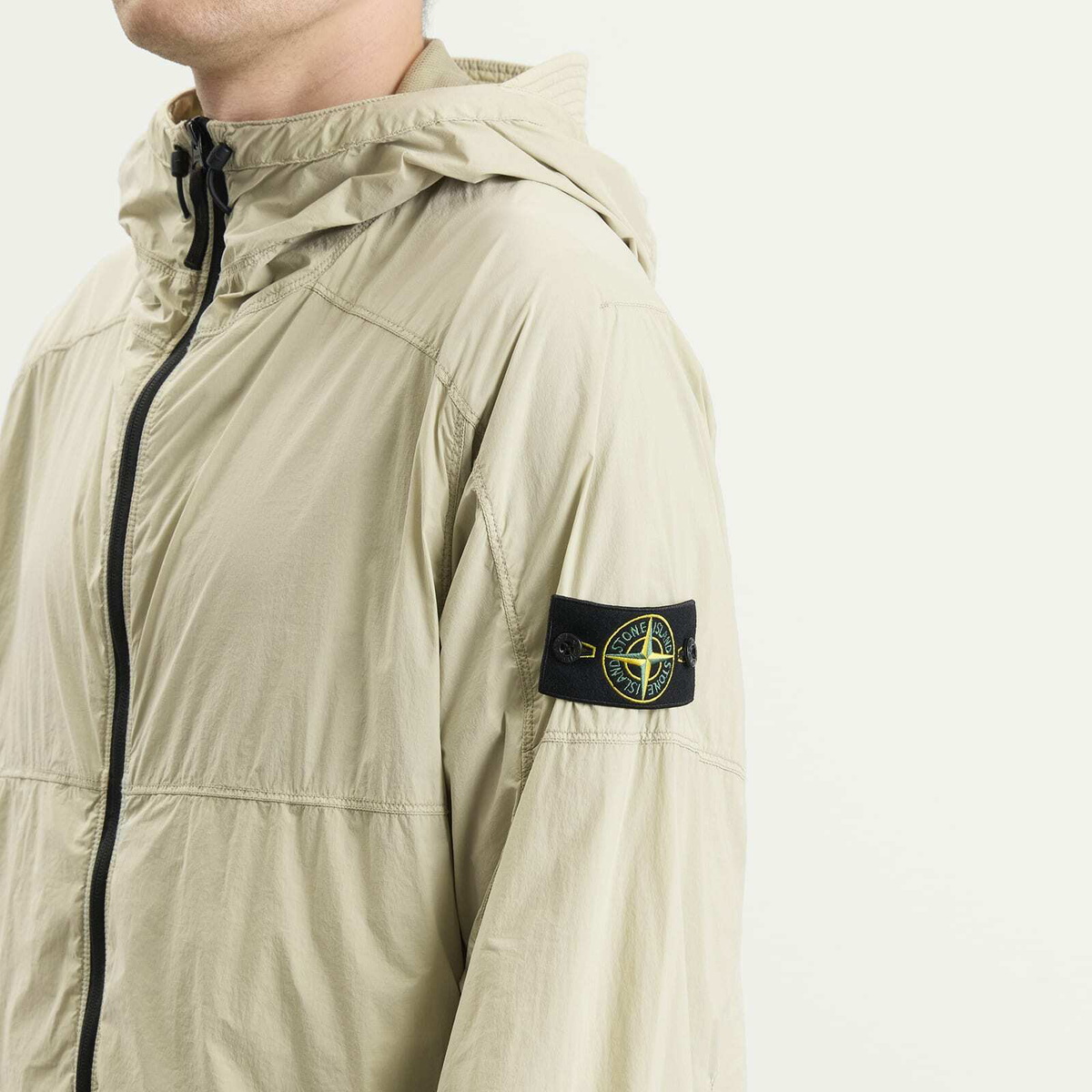 Stone Island Men's Ultralight Nylon Stretch-TC Hooded Jacket in Sand