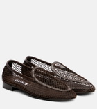 Aquazzura Saint Germain leather-trimmed moccasins